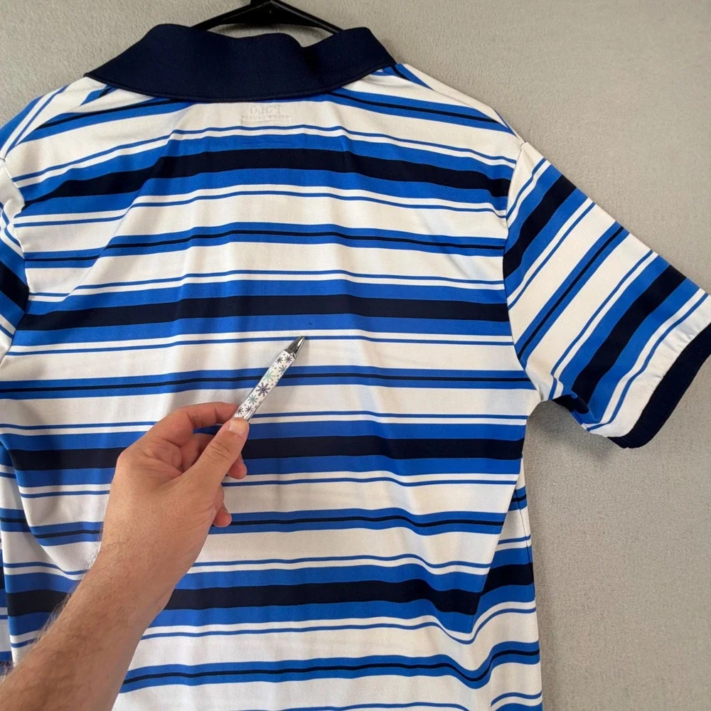 Polo Ralph Lauren Performance Polo Shirt Mens XL Blue White Striped Preppy